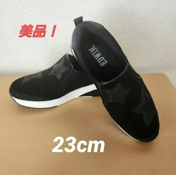 새상품급! EDWIN 블랙 별 패턴 통굽 스니커즈 23cm