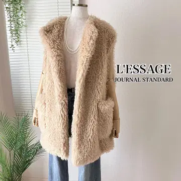 L'ESSAGE 오버 사이즈 퍼 베스트 코트