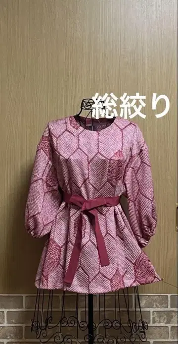 기모노 리메이크 튜닉 총조임 상의 블라우스 핸드메이드 포멀