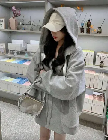 그레이 후드티