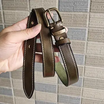 브라운 가죽 벨트 골드 버클