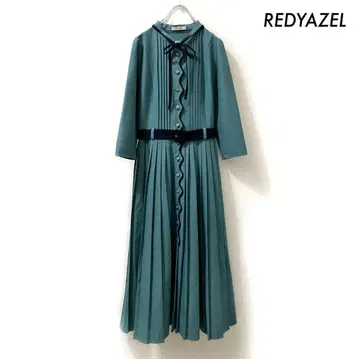 REDYAZEL 레이디 아젤 긴팔 셔츠 원피스 플리츠 가공 벨트 포함