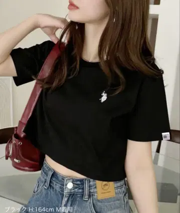 U.S. POLO ASSN 크롭 베이직 티셔츠