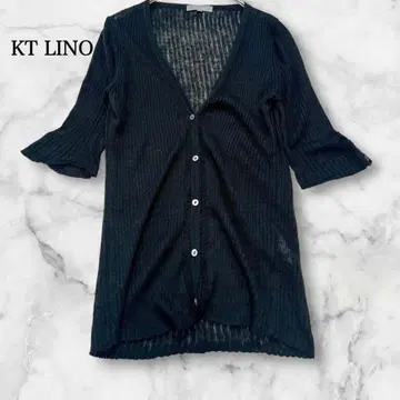KT LINO 린넨 100% 린넨 가디건 [ L ] 오부 소매 리브 넥