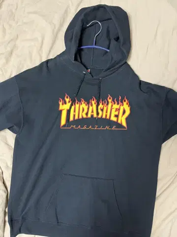 THRASHER 프레임 로고 후드티 L