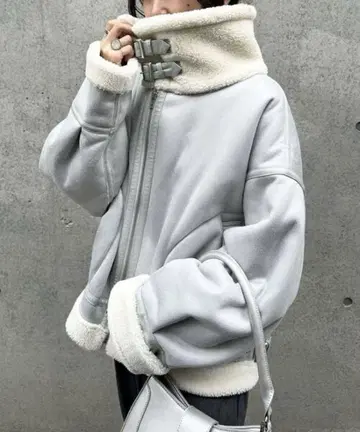 마제스틱 레곤 오버 사이즈 보아 블루종 블루