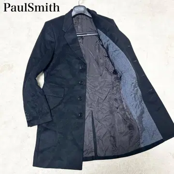 새상품급 폴스미스 울 체스터 코트 네이비 도트 무늬 롱 기장 M