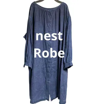 nestRobe 린넨 100% 네이비 셔츠 원피스 긴팔