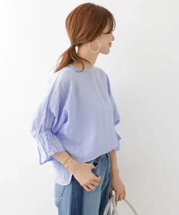 URBAN RESEARCH DOORS 린넨 캔디 슬리브 풀오버