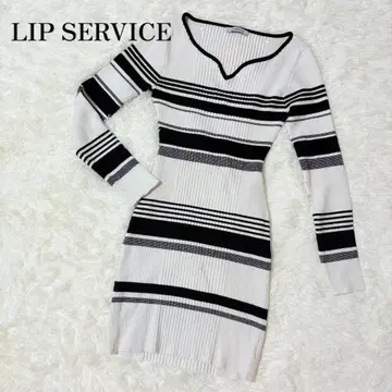 레어 LIP SERVICE 보더 니트 원피스 FREE