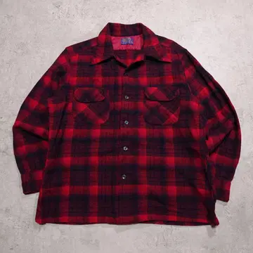 70s PENDLETON 옴브레 체크 울 셔츠 USA L