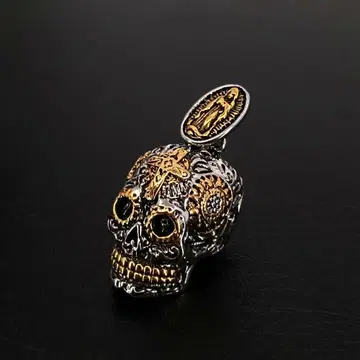 스컬 로사리오 마리아 목걸이 펜던트 실버 은 해골