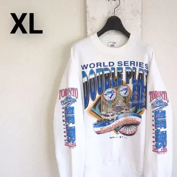 90s 캐나다제 MLB 블루제이스 월드 시리즈 맨투맨 화이트