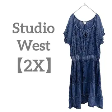 익명 배송 Studio West [ 2X ] 색바램 원피스 자수