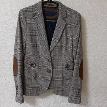 ZARA BASIC 그레이 브라운 계열 체크 테일러드 자켓 가을/겨울 M