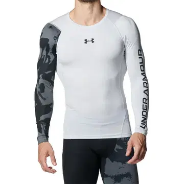 언더아머 긴팔 셔츠 SM S 그레이 화이트 컴프레션