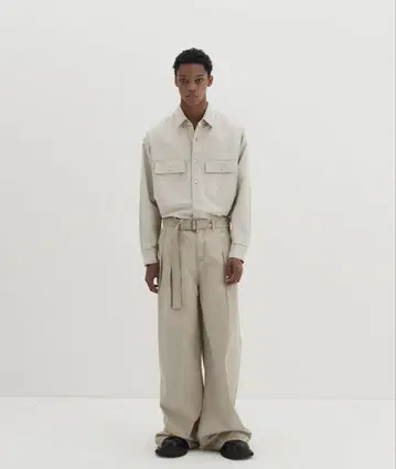 DNSR Belted Herringbone Pants Beige M