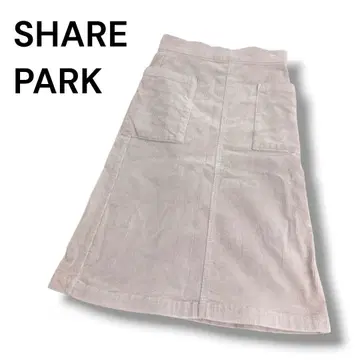 SHARE PARK 타이트 스커트 코듀로이 원단 화이트 라이트 베이지 S