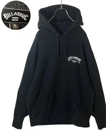 BILLABONG 원포인트 로고 심플 블랙 후드 맨투맨 빅 사이즈