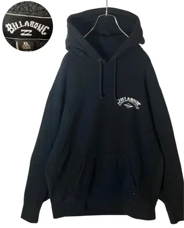 BILLABONG 원포인트 로고 심플 블랙 후드 맨투맨 빅 사이즈