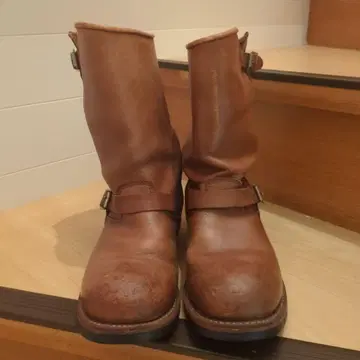 unknown 가죽 엔지니어 부츠 버클 포함 브라운