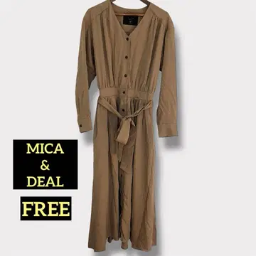 MICA & DEAL 브라운 긴팔 롱 셔츠 원피스 FREE 일본제
