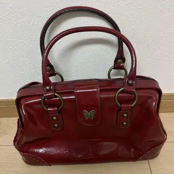 ANNA SUI 보스턴 에나멜 백 와인 레드