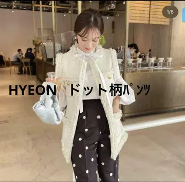 HYEON 헤 도트 무늬 하이웨스트 슬랙스 M