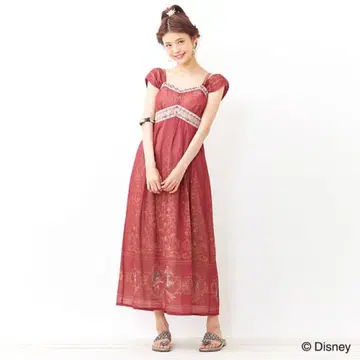 Secret Honey Red Damask Maxi Onepiece