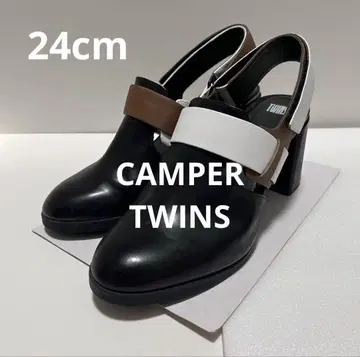 캠퍼 트윈즈 뮬 천연 가죽 백 스트랩 블랙 24cm