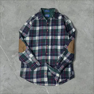 90s 미국산 PENDLETON 타탄 체크 울 셔츠 그린