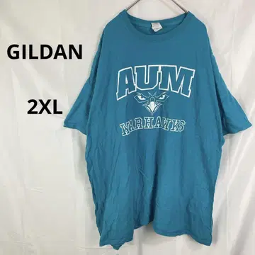 GILDAN 길단 로고 프린트 반팔 T셔츠 터콰이즈 [ 2XL ] 빅