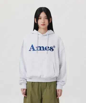 Ames 그레이 후드 부착 후드티