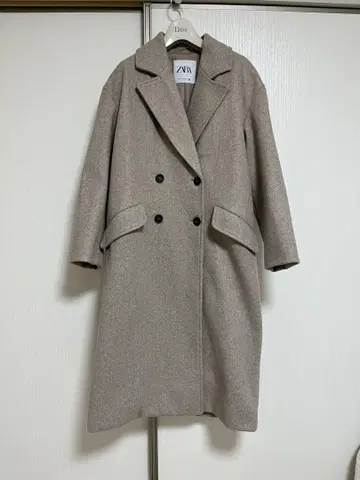 ZARA 베이지 더블 브레스트 체스터 코트 XS