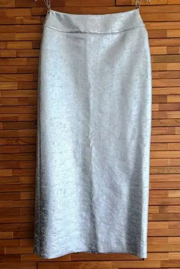 ZARA 자라 메탈릭 펜슬 스커트 타이트 롱 스커트 실버