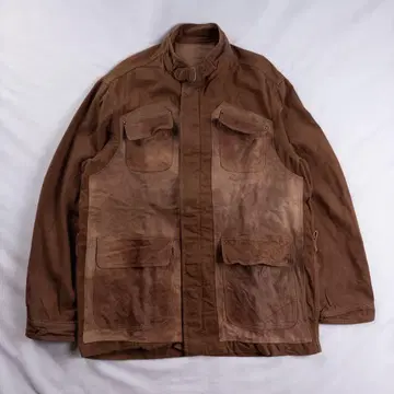 빈티지 구제 의류 90s 덕지 가죽 패치 4 포켓 워크 커버올