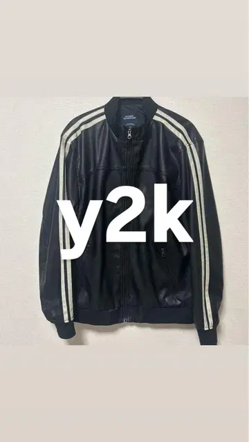 y2k 스트라이프 가죽 자켓
