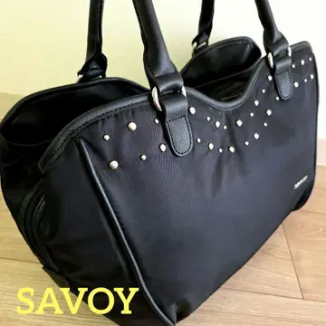 SAVOY 나일론 보스턴 토트백 블랙