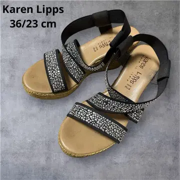 Karen Lipps 스톤 장식 통굽 샌들 블랙 36/23cm 화려함