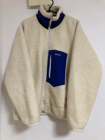 patagonia 플리스 자켓 아이보리/블루 M