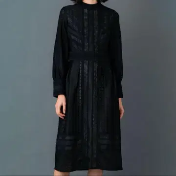 [ 유나이티드 도쿄 ] 블렌드 기카 레이스 원피스 블랙 S