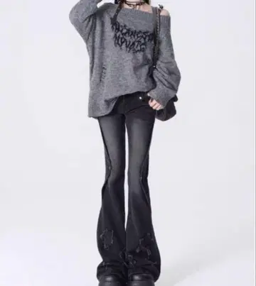 gossipLos Angeles 블랙 플레어 데님 팬츠