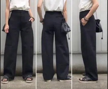 유니클로 와이드 핏 커브 저지 팬츠 블랙