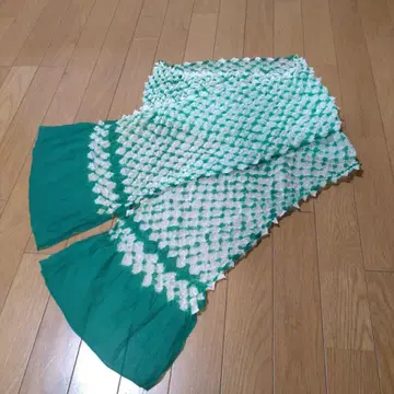 본격적인 염색 그린과 화이트의 유카타 오비 헤코 오비