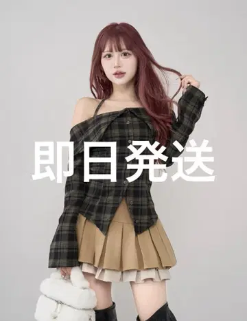 Darich 다리치 홀터 오프숄더 체크 셔츠