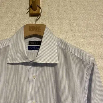 컨디션 최상 바니스뉴욕 블루 스트라이프 와이드 칼라 셔츠