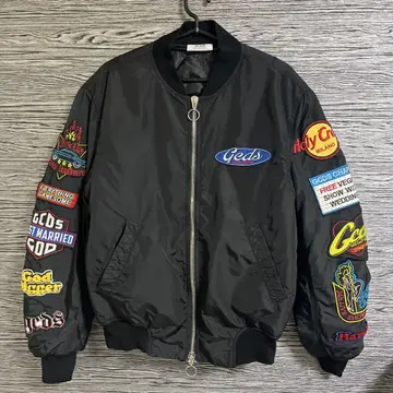 GCDS 블랙 MA-1 플라이트 자켓 봄버 자켓