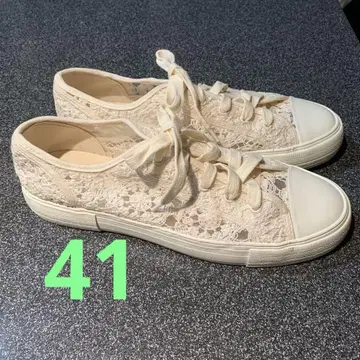 H&M 아이보리 레이스 스니커즈 41
