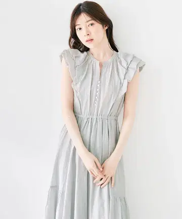 COCO DEAL [ EC한정판 ] 프릴 슬리브 티어드 원피스