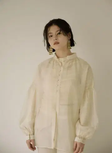 Eaphi 오르간디 볼륨 슬리브 블라우스